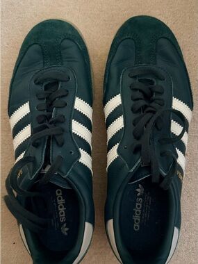 adidas Samba Sneakers in Dark Green with White Stripes